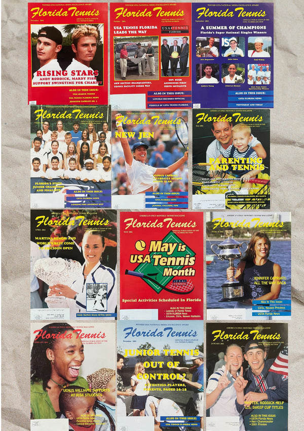 Florida Tennis Magazine 2001 Complete Collection (12 issues)