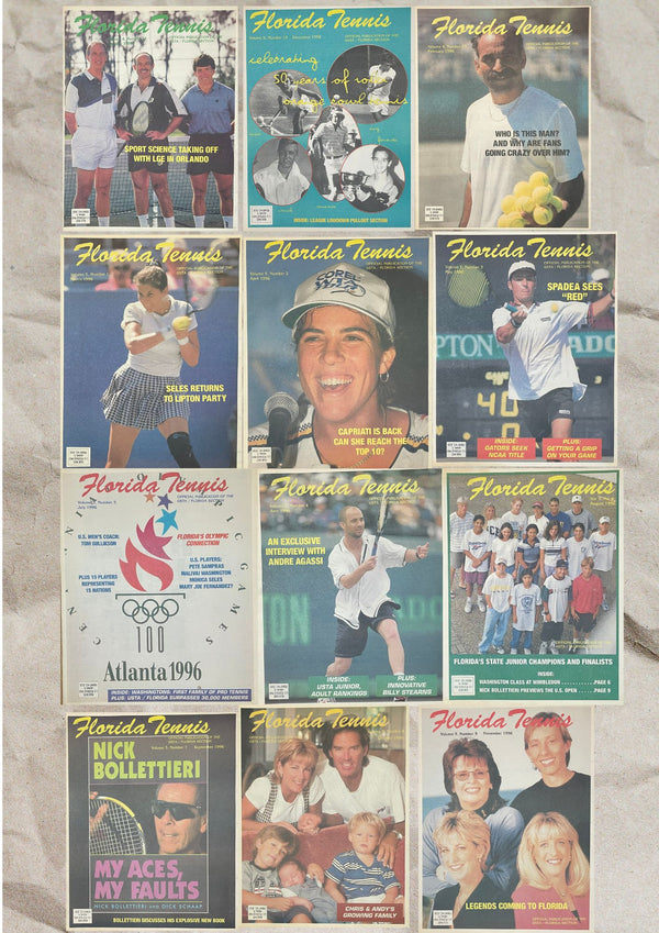 Florida Tennis Magazine 1996 Complete Collection (12 issues)