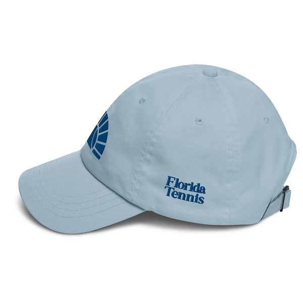 Florida Tennis sun logo Dad hat- Light Blue and Royal blue embroidery (unisex)