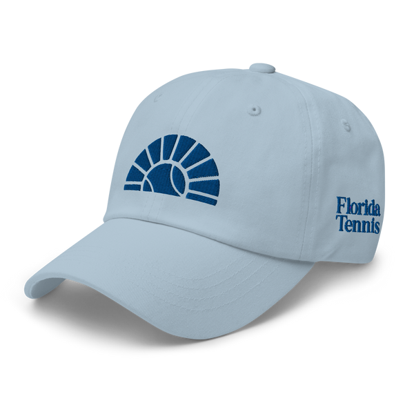 Florida Tennis sun logo Dad hat- Light Blue and Royal blue embroidery (unisex)