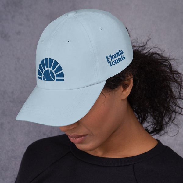 Florida Tennis sun logo Dad hat- Light Blue and Royal blue embroidery (unisex)