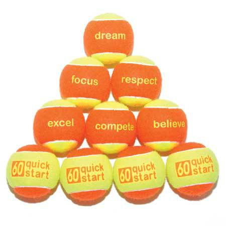 Quick Start 60 - Youth Orange Felt Balls with Slogans